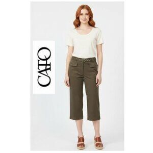 CATO, Boho olive green cropped khaki pants